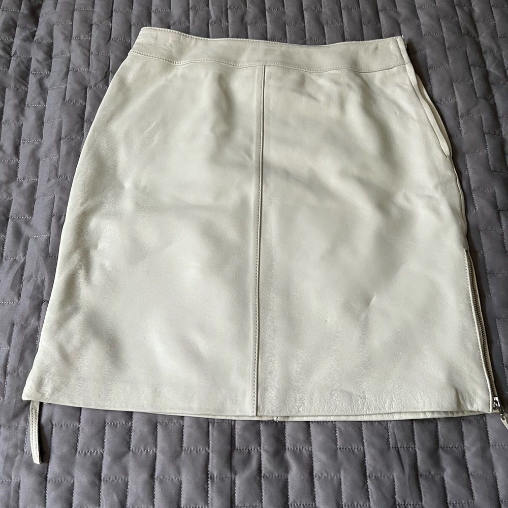 Danier Tan and White Pencil Skirt Knee-Length